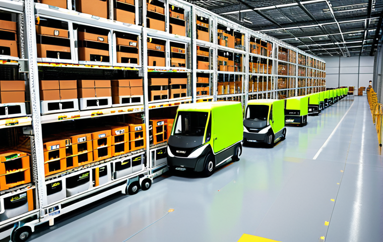 **Image Prompt:** Modern, automated distribution center in the Netherlands. Robots are picking and packing orders. Focus on efficiency and technology. WMS display screens visible. Incorporate green/sustainable elements, like electric delivery vans.